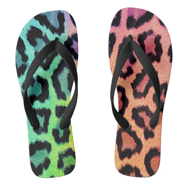 leopard rainbow bg flip flops (Footbed)
