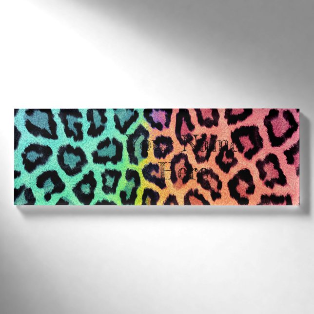 leopard rainbow bg name tag (Front)