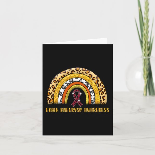 Leopard Rainbow Brain Aneurysm Warrior  Card (Front)