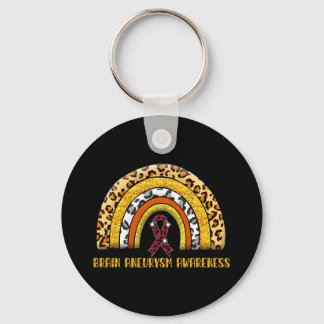 Leopard Rainbow Brain Aneurysm Warrior Keychain