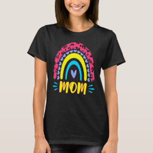 Leopard Rainbow Cheetah Print Mommy Graphic Mom Li T-Shirt