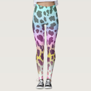 leopard rainbow colourful pattern leggings