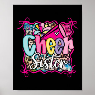 Leopard Rainbow Coquette Cheer Sister Cheerleader Poster