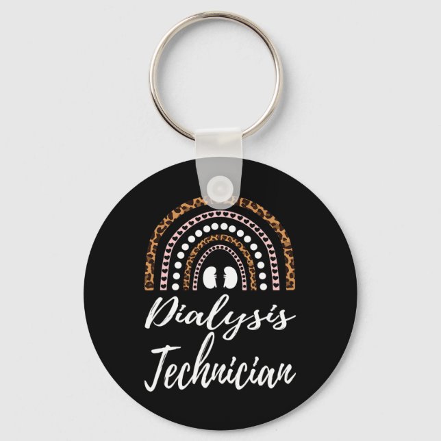 Leopard Rainbow Dialysis Technician And Dialysis N Keychain (Front)
