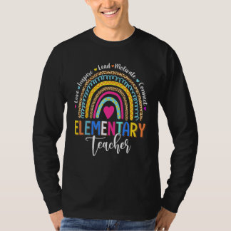 Leopard Rainbow Elementary Teacher Back To School T-Shirt
