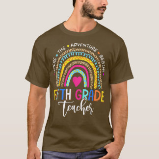 Leopard Rainbow Fifth Grade Where The Adventure Be T-Shirt