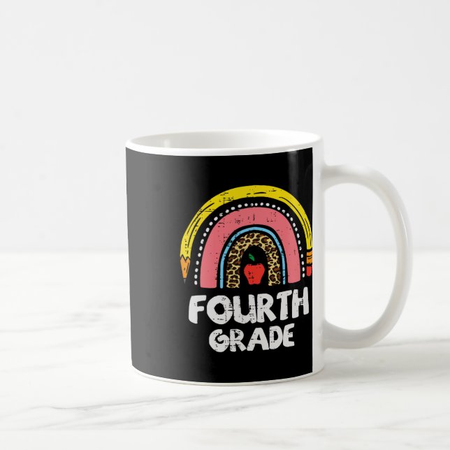 Leopard Rainbow Fourth Grade 4th First Day School  Coffee Mug (Right)