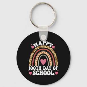 Leopard Rainbow Happy 100th Day School Cute 100 Da Keychain