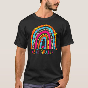 Leopard Rainbow Happy Last Day Of School 8th Grade T-Shirt