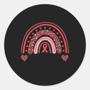 Leopard Rainbow Heart Disease Awareness We Fight T Classic Round Sticker