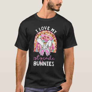 Leopard Rainbow I Love My 1st Grade Bunnies Teache T-Shirt