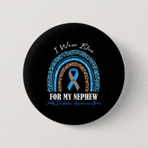 Leopard Rainbow I Wear-blue For My Nephew Diabetes 2 Inch Round Button