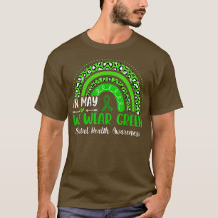 Leopard Rainbow In May We Wear Green Mental Health T-Shirt