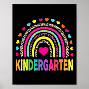 Leopard Rainbow Kindergarten Teacher First Day Of Poster
