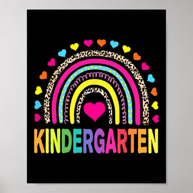 Leopard Rainbow Kindergarten Teacher First Day Of  Poster (Front)