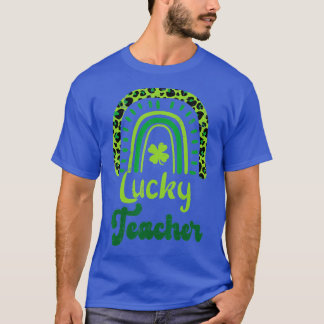 Leopard Rainbow Lucky Teacher Shamrock St Patricks T-Shirt