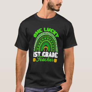 Leopard Rainbow One Lucky 1St Grade Teacher St Pat T-Shirt