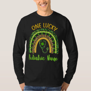 Leopard Rainbow One Lucky Pediatric Nurse St Patri T-Shirt