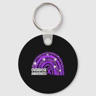 Leopard Rainbow Overdose Awareness Month Purple Ri Keychain