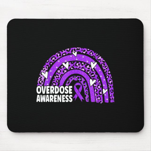 Leopard Rainbow Overdose Awareness Month Purple Ri Mouse Pad (Front)