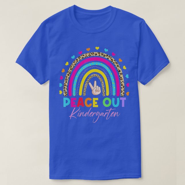 Leopard Rainbow Peace Out Kindergarten Last Day Of T-Shirt (Design Front)