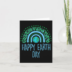 Leopard Rainbow Planet Happy Earth Day Cute Teache Card