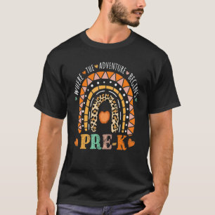 Leopard Rainbow Pre K Happy First Day Of School Te T-Shirt