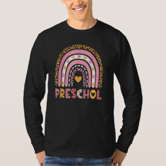 Leopard Rainbow Preschool Teacher First Day Of Sch T-Shirt