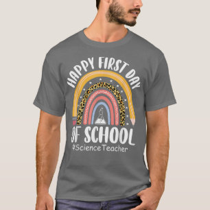Leopard Rainbow Science Teacher First Day Back To  T-Shirt