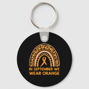 Leopard Rainbow September We Wear Orange Leukaemia Keychain