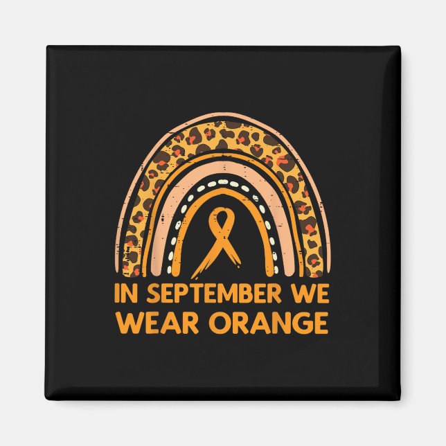 Leopard Rainbow September We Wear Orange Leukaemia Magnet (Front)