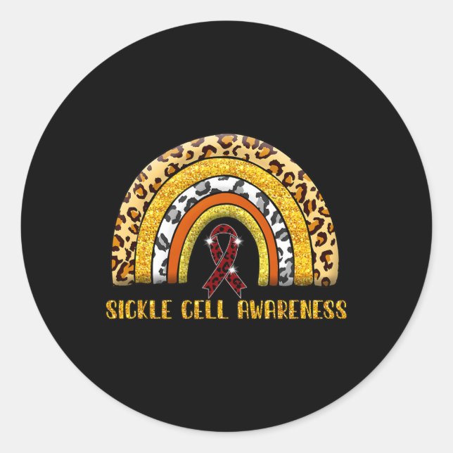 Leopard Rainbow Sickle Cell Warrior  Classic Round Sticker (Front)