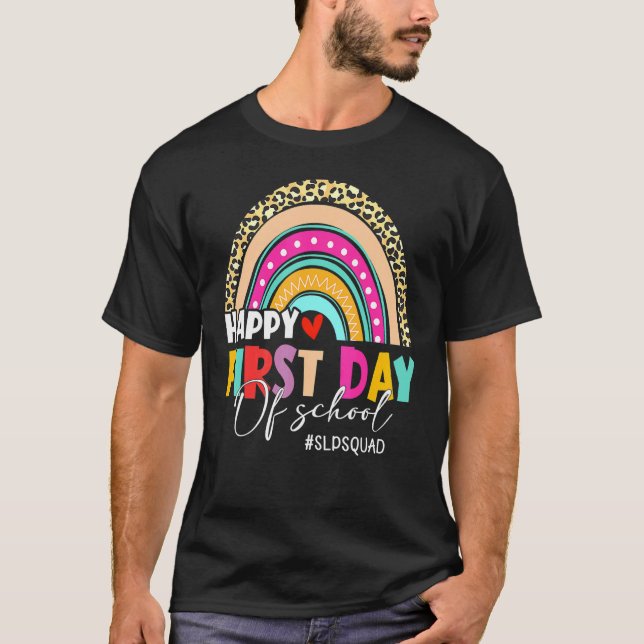 Leopard Rainbow Slp Squad Welcome Back To School T-Shirt (Front)