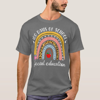 Leopard Rainbow Special Education Funny 100 Days O T-Shirt