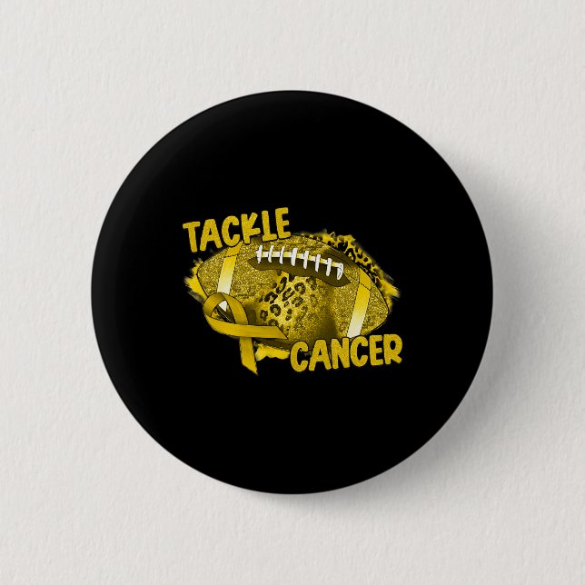Leopard Rainbow Support Squad Childhood Cancer Awa 2 Inch Round Button (Front)