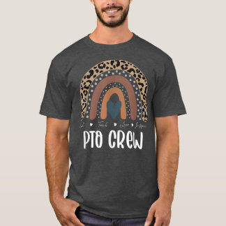 Leopard Rainbow Teacher Student parent, PTO Crew  T-Shirt