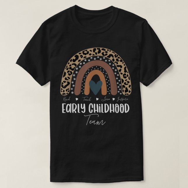 Leopard Rainbow Teacher Student, School Early Chil T-Shirt (Design Front)