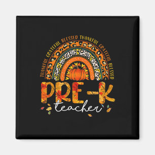 Leopard Rainbow Thankful Pre K Teacher Fall Thanks Magnet