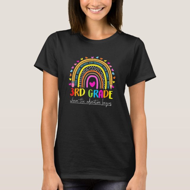 Leopard Rainbow Third Grade Where The Adventure Be T-Shirt (Front)