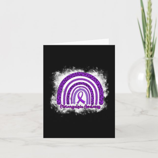 Leopard Rainbow Warrior Fibromyalgia Awareness  Card (Front)