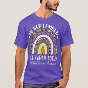 Leopard Rainbow We Wear Gold Childhood Cancer Awar T-Shirt