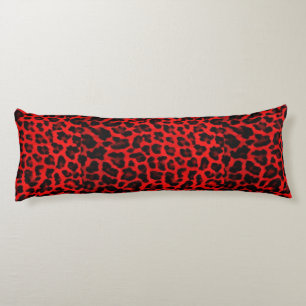 Leopard - Red and Black Body Pillow