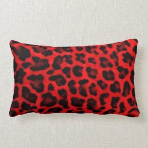 Leopard - Red and Black Lumbar Pillow