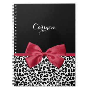 Leopard Red Bow Name Notebook