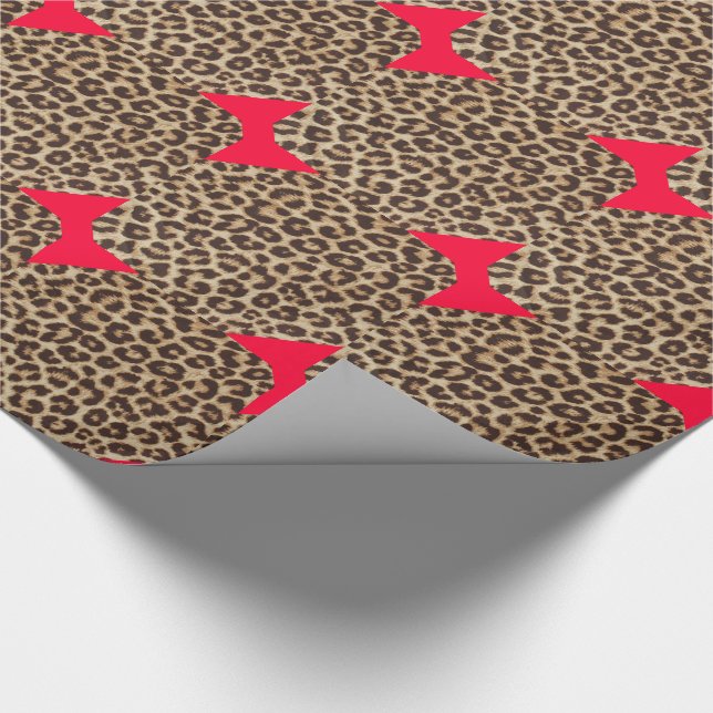 Leopard Red Bow Tie Wrapping Paper (Corner)