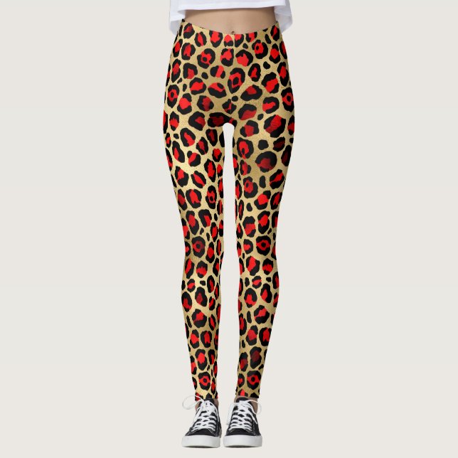 Leopard red design leggings (Front)
