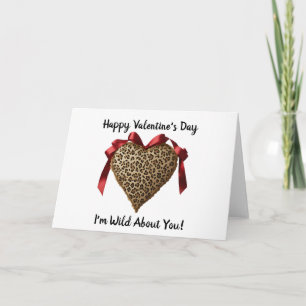 Leopard Red Ribbon Valentine's Day Heart Card