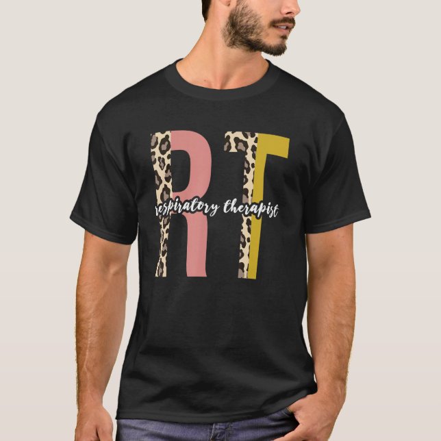 Leopard Respiratory Therapy Rt Therapist Funny Rt  T-Shirt (Front)