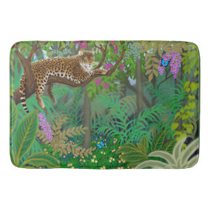 Leopard Resting in The Jungle Bath Mat