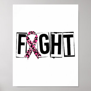 Leopard Ribbon Fight Breast Cancer Poster